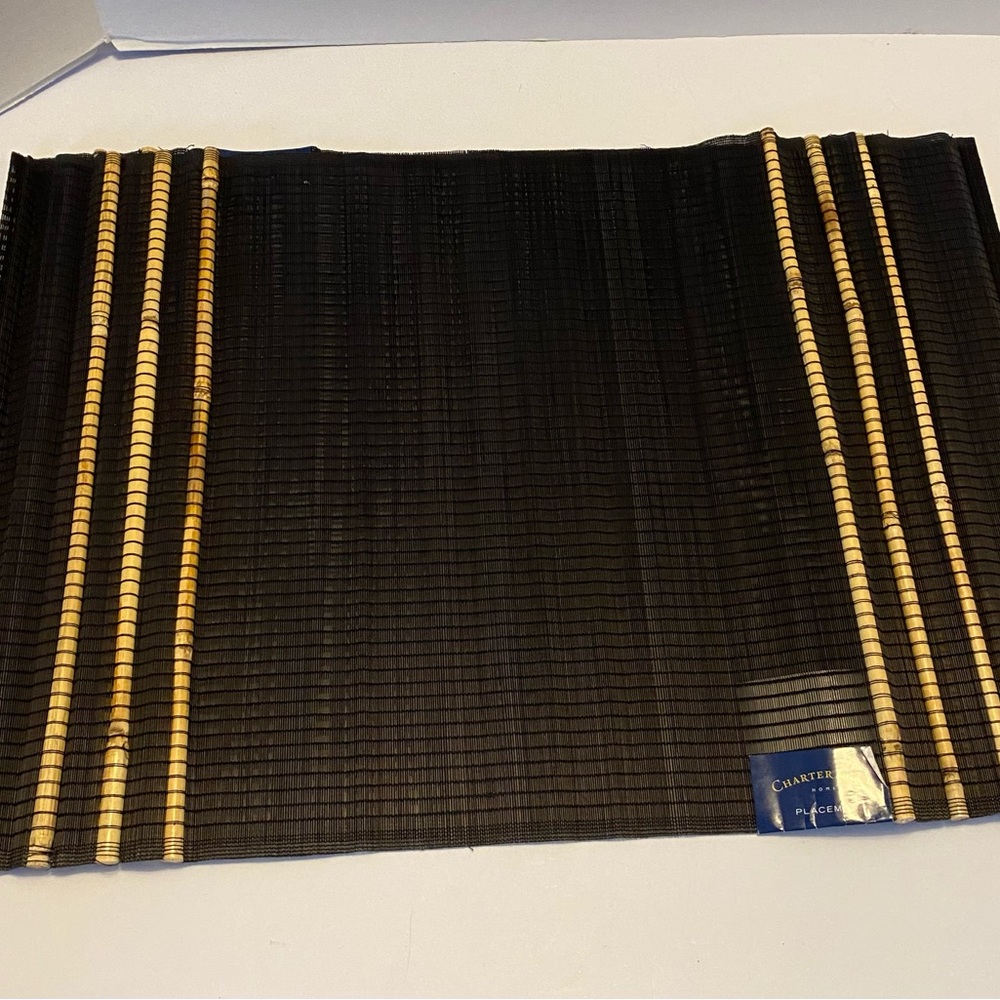 Charter Club Placemats Bungal  Grass With Bamboo Trim  13”X 19”Black 2
